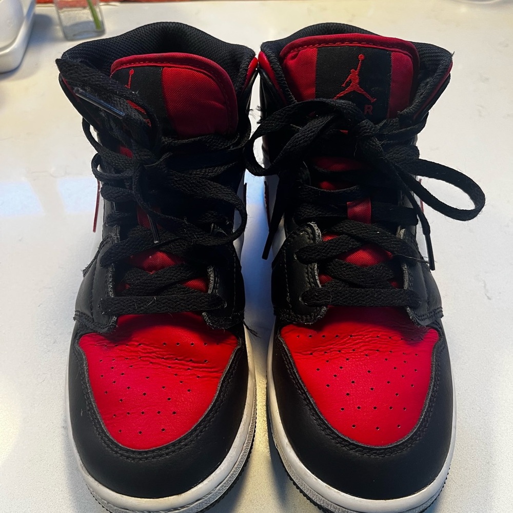 Jordan Kids Black and Red High-Top Sneakers